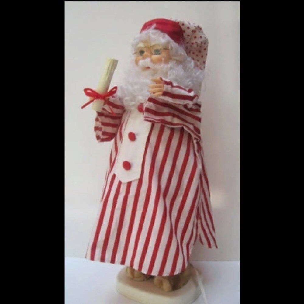 24" Vintage Animated Santa in Bear Slippers by Matrix